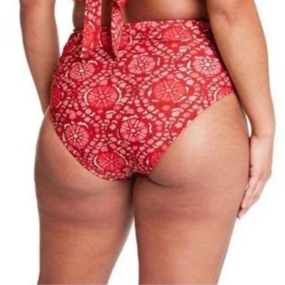 NEW Rhode Zinnia Floral High Rise Medium Coverage Bikini bottom red size 3X - Picture 2 of 13